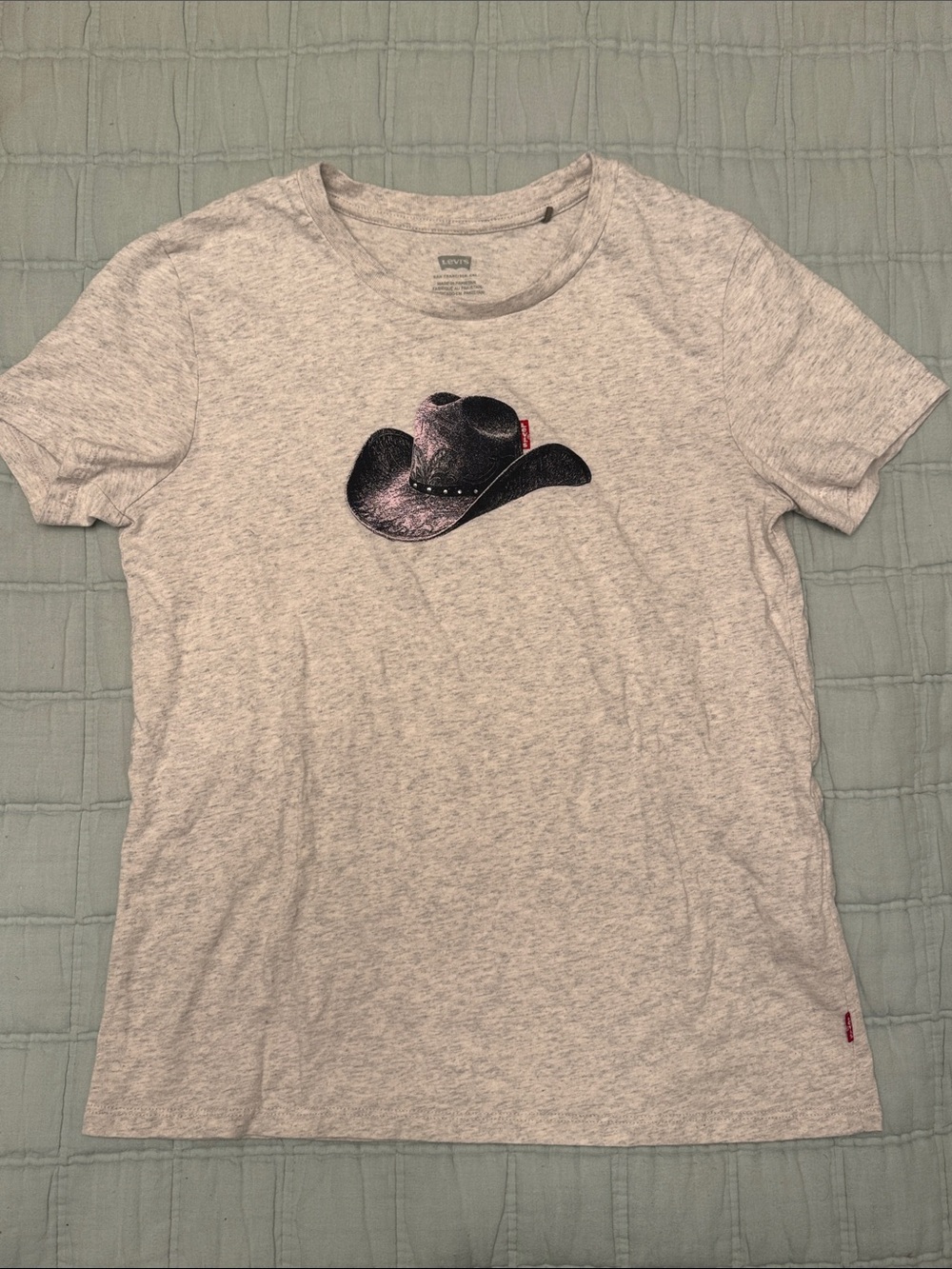 Levi's Light Gray Tee with Black Cowboy Hat Graphic